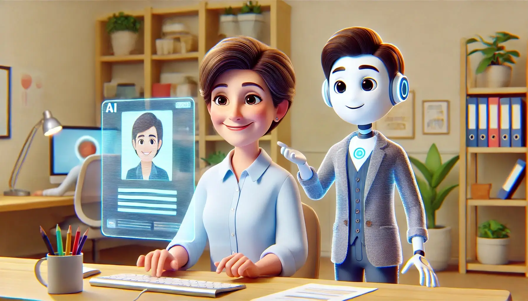 Kvinna med AI-kollega