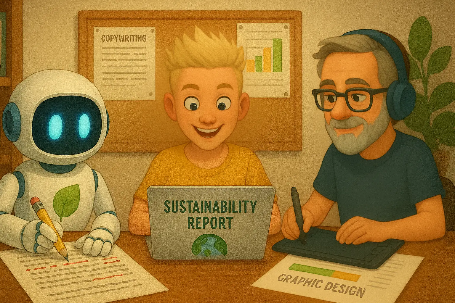 De tre jobbarkompisarna som satte ihop den slutliga hållbarhetsrapporten